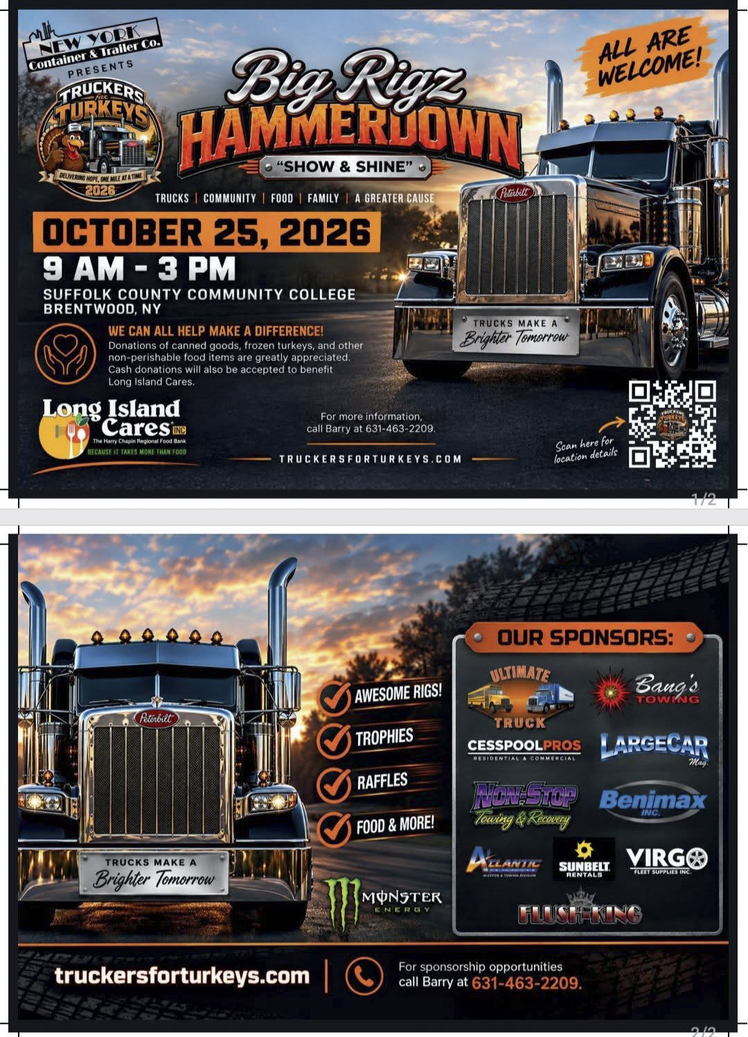 Big Rigz Hammerdown Show & Shine flyer - Truckers for Turkeys, October 25, 2026
